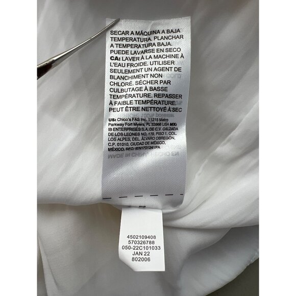 Chicos Maxi Dress Size 12/14 Tiered Paisley Print 3/4 Sleeve White Yellow Boho - Picture 7 of 9